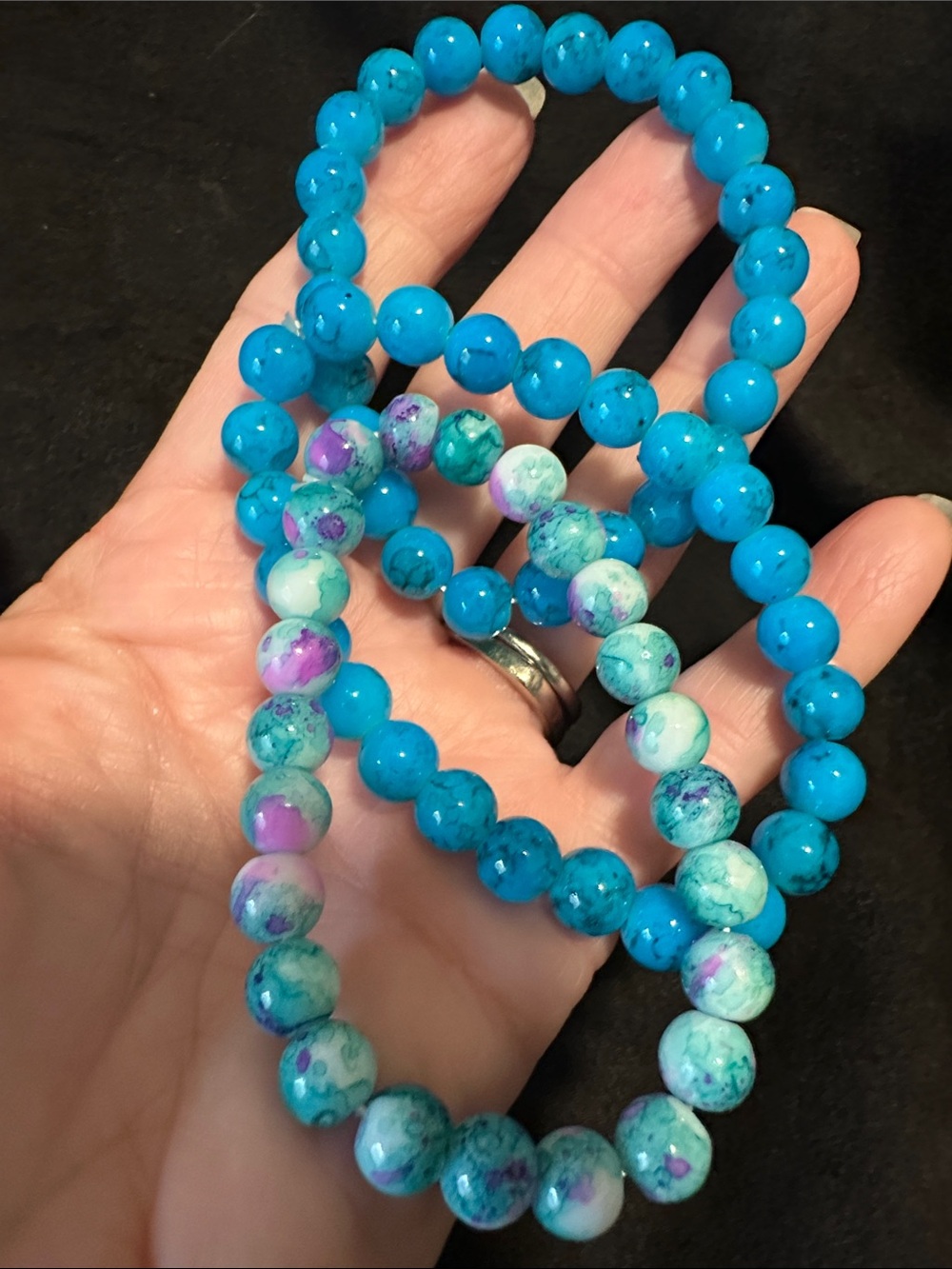 Handmade Turquoise Beaded Stretch Bracelet Set